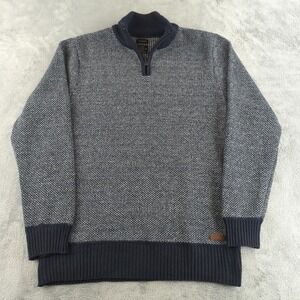 Buffalo David Bitton Sweater Mens Large 1/4 Zip Pullover Grandpa Core Minimalist